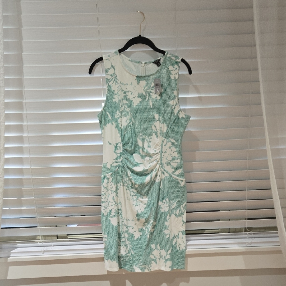 Ann Taylor Mint Green and White Floral Midi Dress
